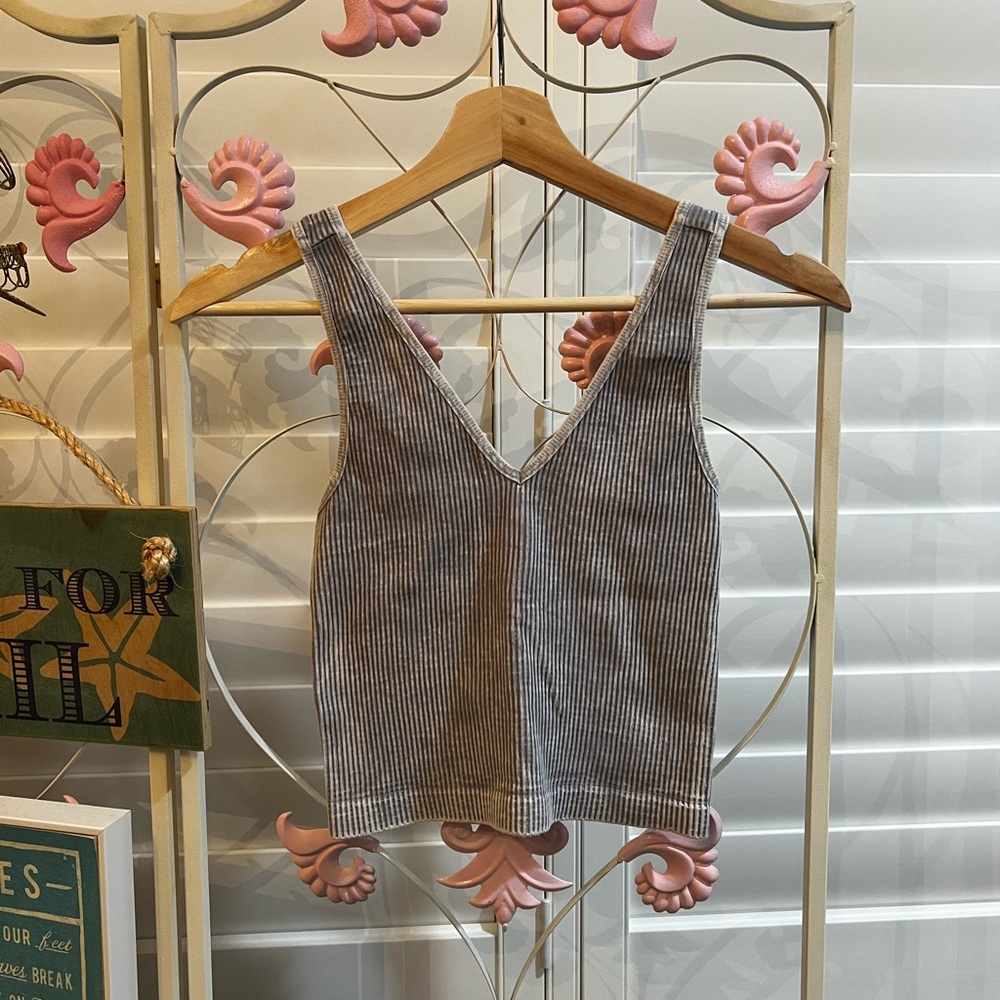 Gray Vintage Wash Crop Top